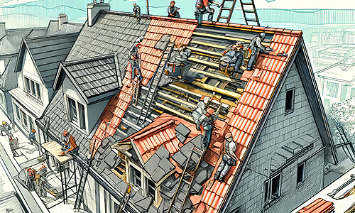 Schematische Darstellung von Dach Reparaturen